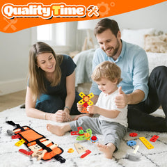 TONZE colorful wooden tools and nuts invite creative model building and hand-eye coordination.