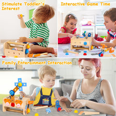 TONZE toy box stores tools neatly, teaching organization after play.