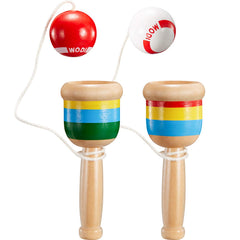 TOODOO jacks wooden cup and ball set enhances hand-eye coordination during play.