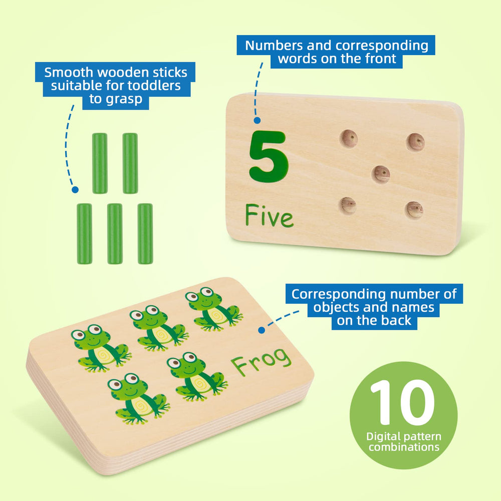 TOOKYLAND Animal images on pegs aid number recognition and playful learning.