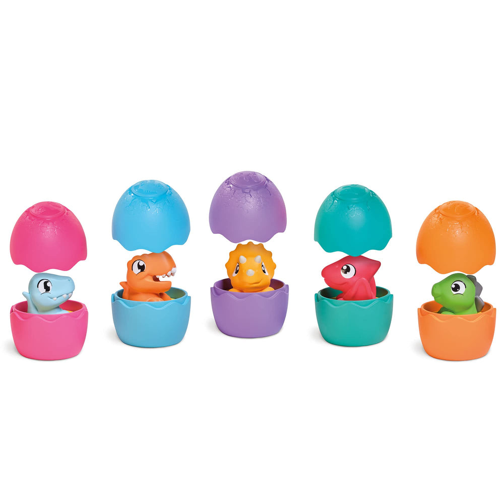 Toomies dino eggs color shells support early color matching and fine motor exploration.