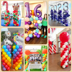 Toosci balloon column stand fully assembled presentation highlights premium stainless steel design