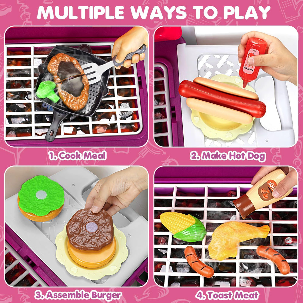TooyBing Kids BBQ Grill Playset accessory set includes 35 pieces for imaginative play