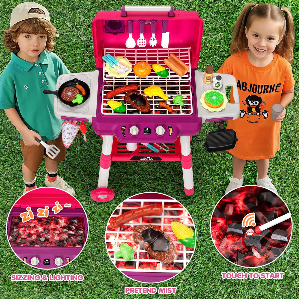 TooyBing Kids BBQ Grill Playset with smoke sound for realistic ambiance safely