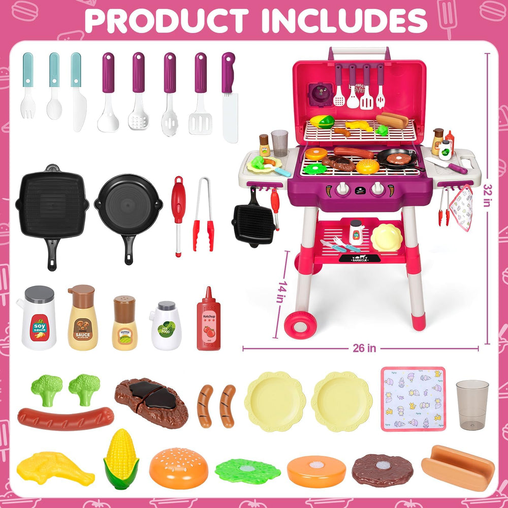 TooyBing Kids BBQ Grill Playset storage space keeps tools organized after play