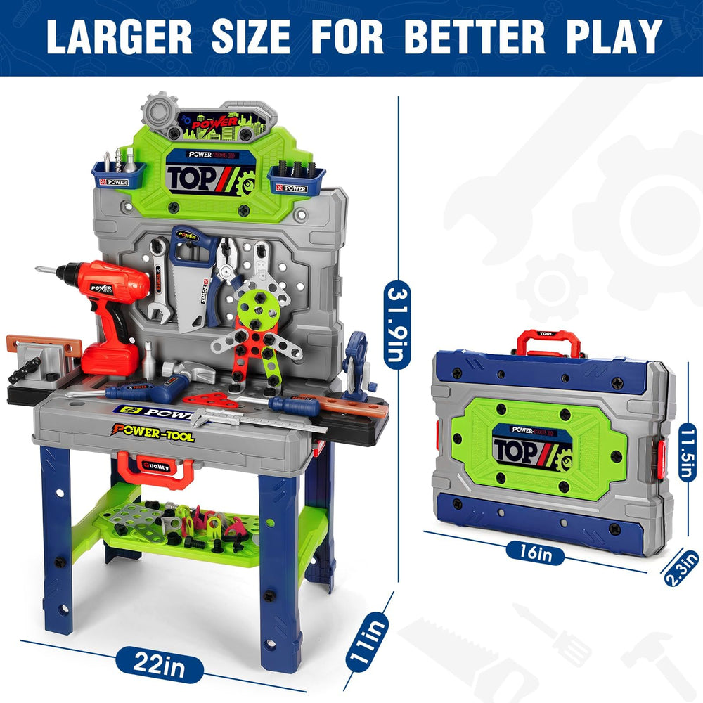 TooyBing compact workbench area provides a spacious surface for pretend assembly