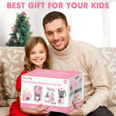 TooyBing pink play kitchen appliances set makes a great gift for kids and families