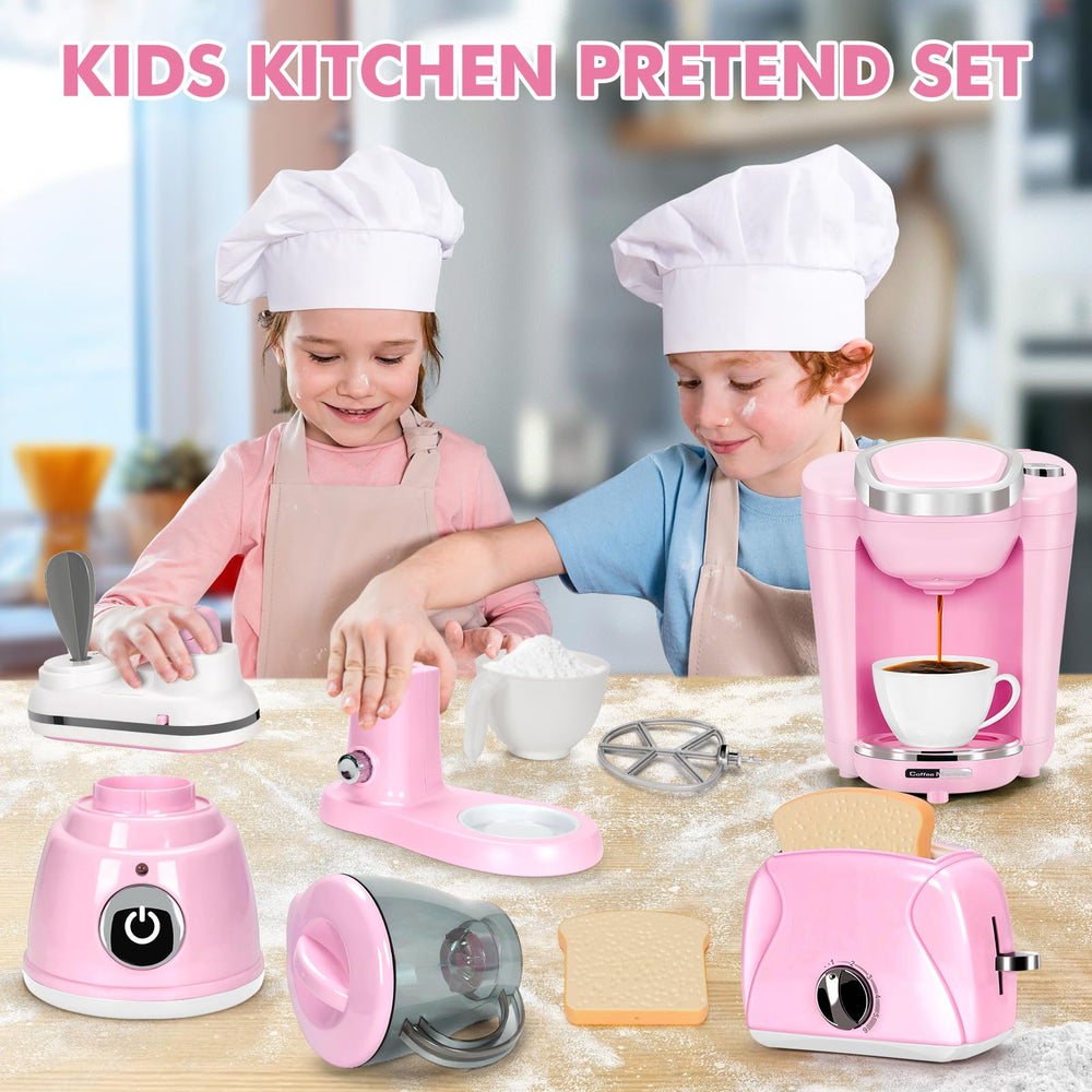 TooyBing pink play kitchen set with sound and light features