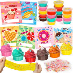 TooyBing Valentines butter slime kit with six colors for classroom party decor and creative play.