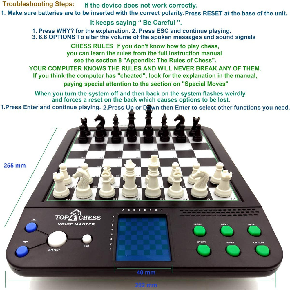 Top 1 Chess LCD display showing precise piece positions during play