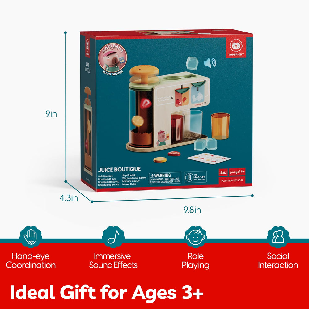 Top Bright complete play set with cup and menu card for versatile pretend play.