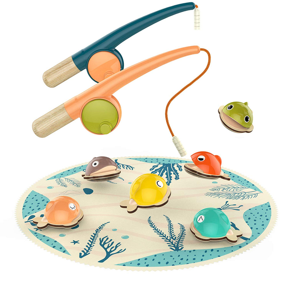Top Bright fishing toy with two poles for cooperative play and early coordination