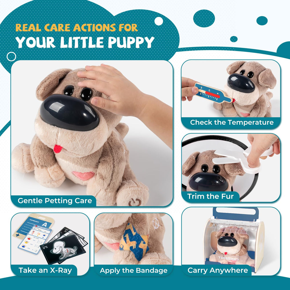 Top Bright Vet Thermometer and scissors promote precise, gentle, toddler-friendly role-play