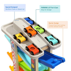 Top Bright wooden race track car garage for neat storage after play.