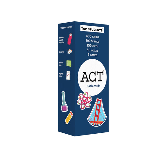 TOP STUDENTS ACT flash cards box for classroom and home study.