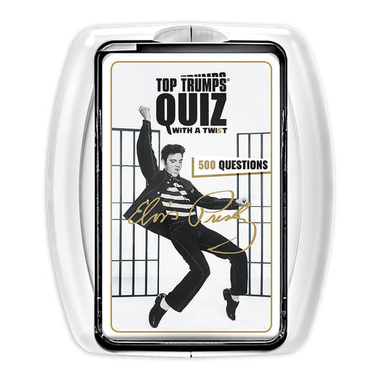 Top Trumps Elvis Presley Quiz Trivia Game cover with 500 questions for family fun and learning
