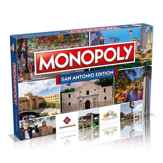 Top Trumps Monopoly San Antonio Edition gameboard with the Alamo for family game night