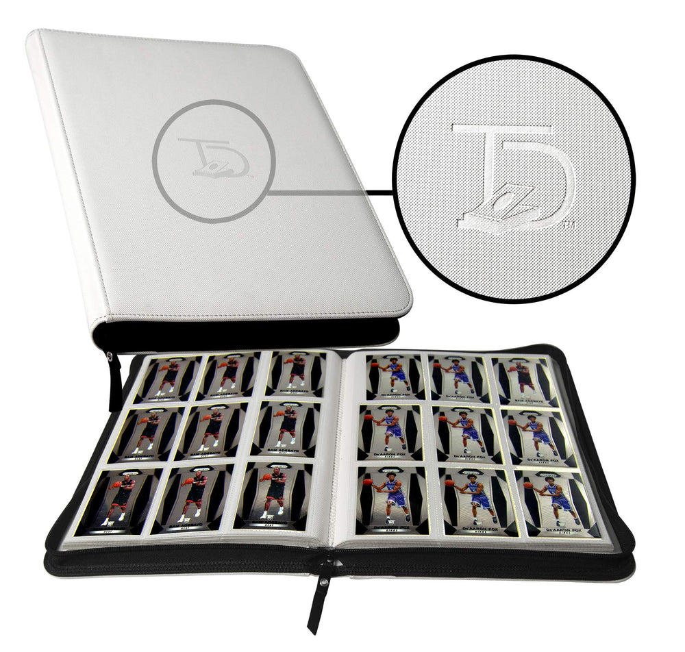 TopDeck 500 Card Ringless Zip Binder Pro front view with 9-pocket sleeves for organized access