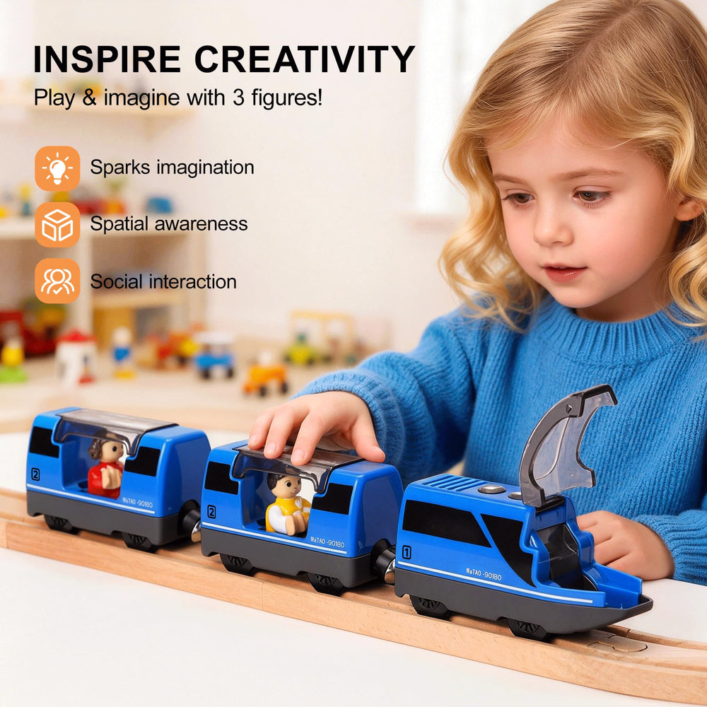 TOPLIVING train with glass doors enhances interactive storytelling during play