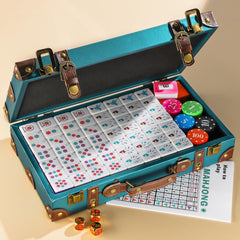 Topmahjing tiles closeup reveals 4-layer colorful engraving for premium table presence.