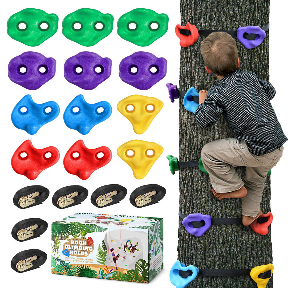 TopNew 12 Ninja tree climbing holds ready for backyard climbing fun.