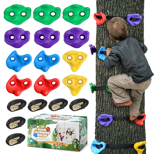TopNew 12 Ninja tree climbing holds ready for backyard climbing fun.
