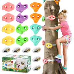 TOPNEW 12 ninja tree climbing holds in macaroon colors for safe outdoor play