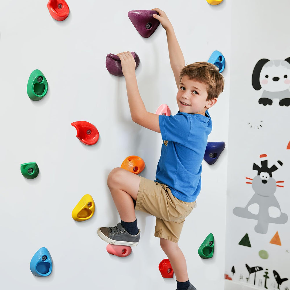 TOPNEW backyard playset rock wall enhances a home playground.