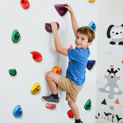 TOPNEW backyard playset rock wall enhances a home playground.