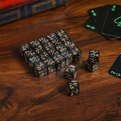 Topperfun black acrylic dice with glossy, fade-resistant surface.