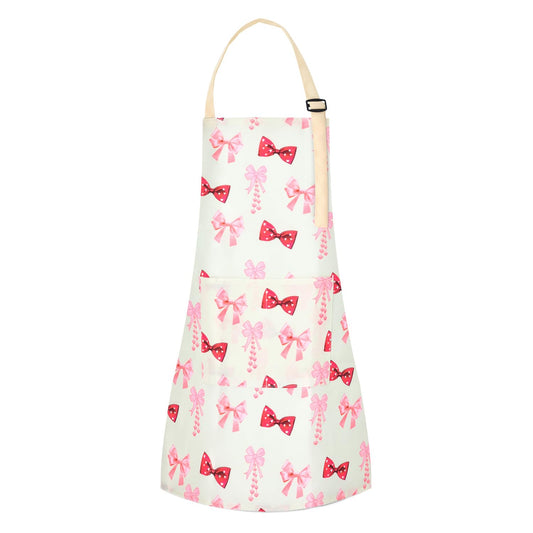 TopWays cartoon canvas kids apron with bow front for creative cooking