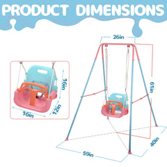 TOREVSIOR TALECO Gear toddler swing pink seat with secure seating.