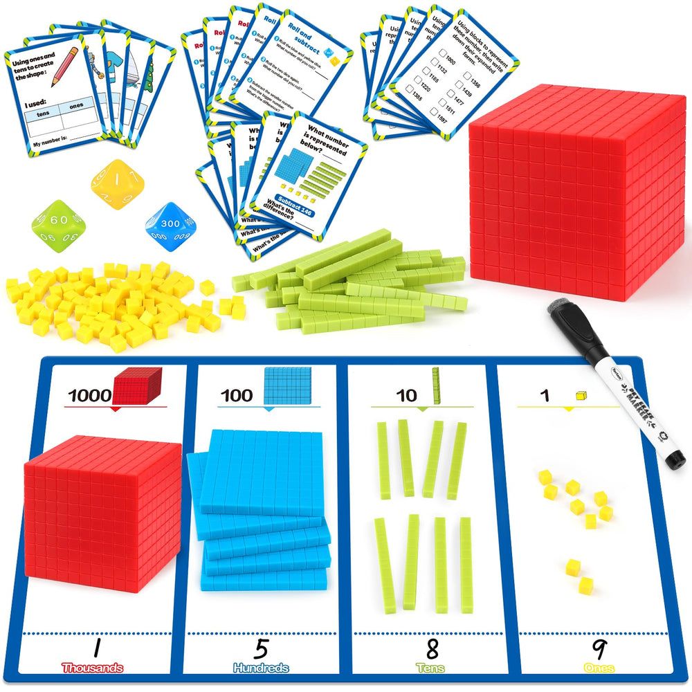 Torlam Base Ten Blocks ones cubes support hands-on counting for early learners.
