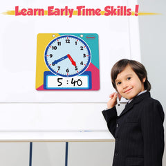 Torlam clock sticks to magnetic surfaces for quick classroom setup.