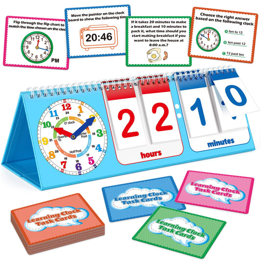 Torlam Learning Clock Flip Chart showing analog-digital time for hands-on practice.