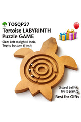 TOSQP27 Handcrafted wooden turtle maze showing smooth finish and grain