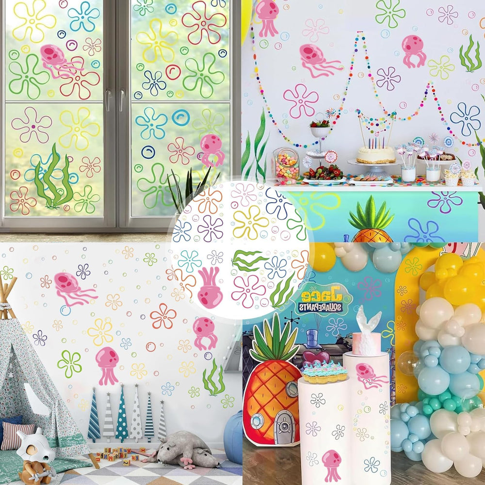 Tostmrks bathroom window decals create a cheerful sea theme