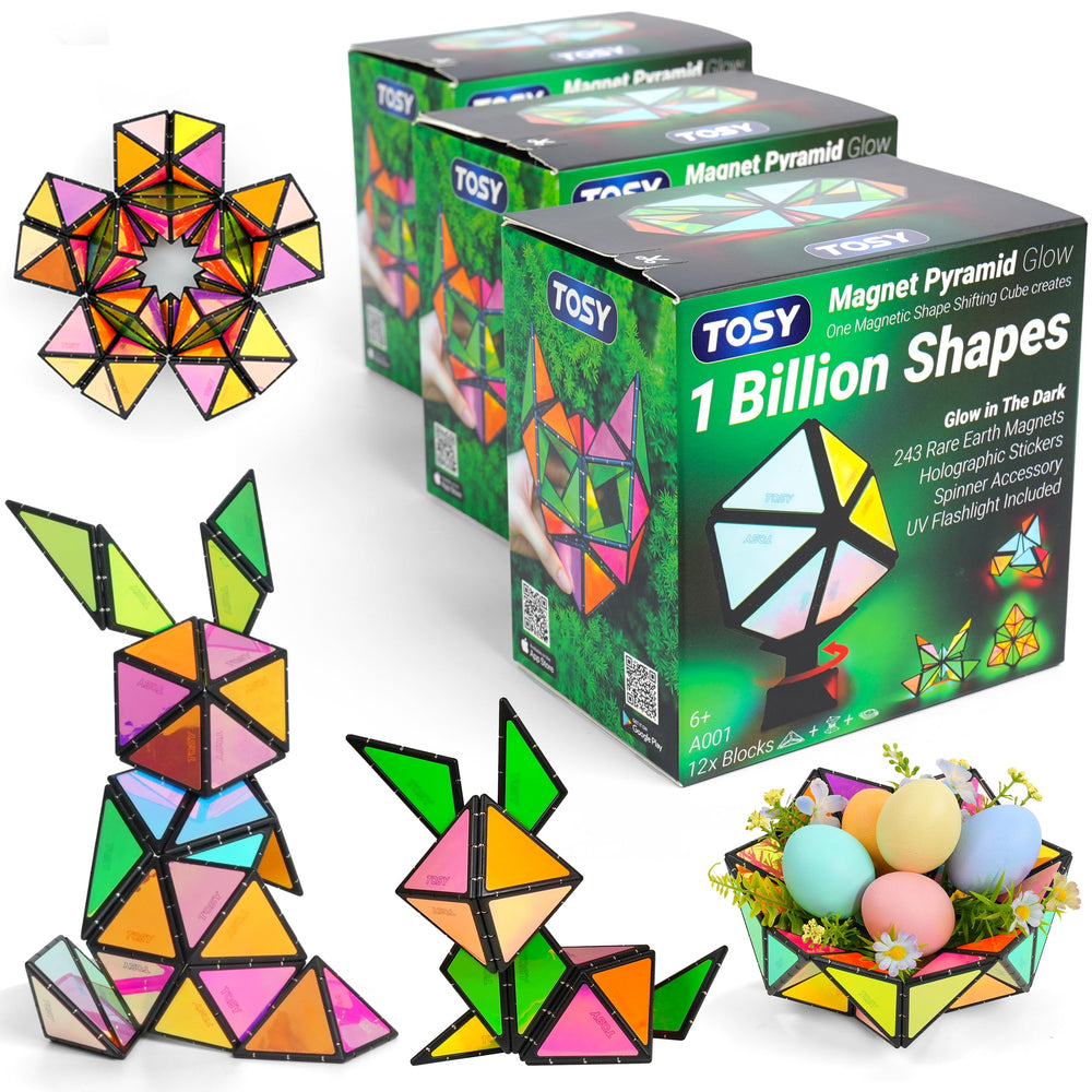 TOSY Magnet Pyramid Glow cube glows in the dark for immersive play