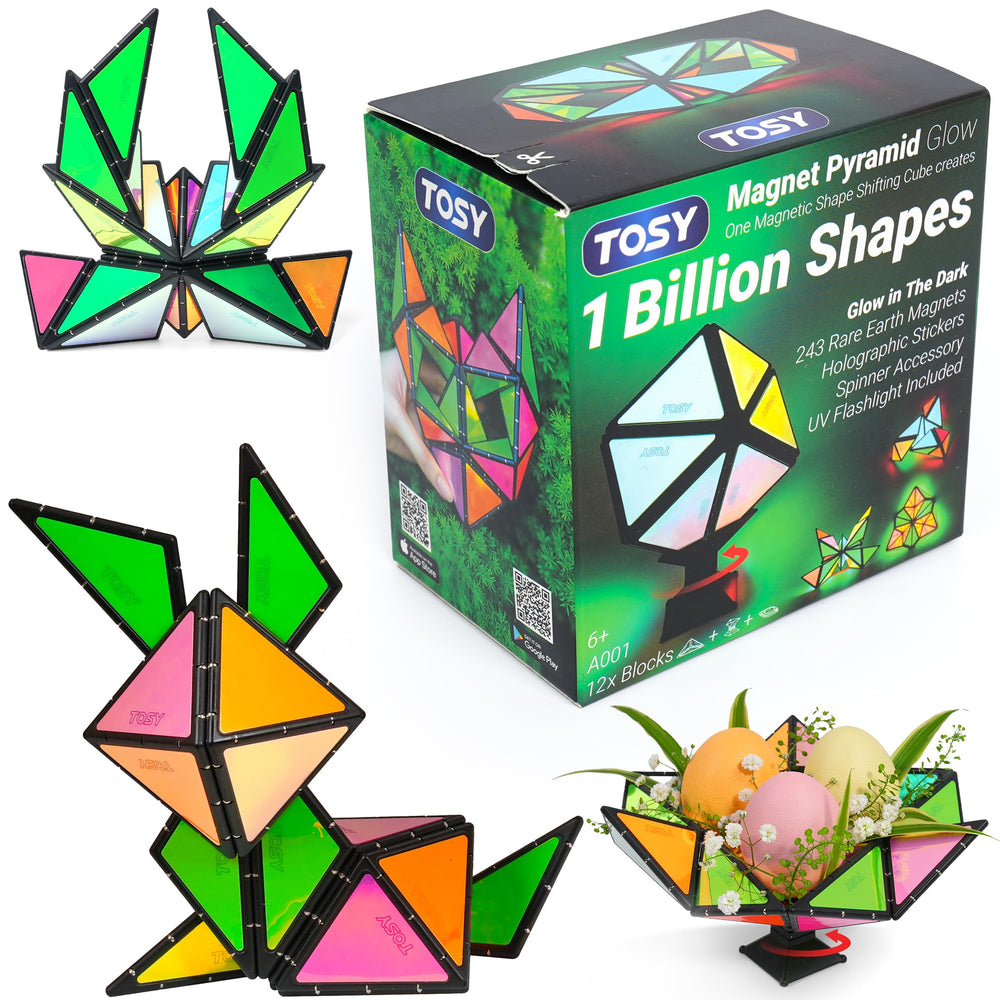 TOSY Magnet Pyramid Glow cube ready for focused play and creative problem solving.