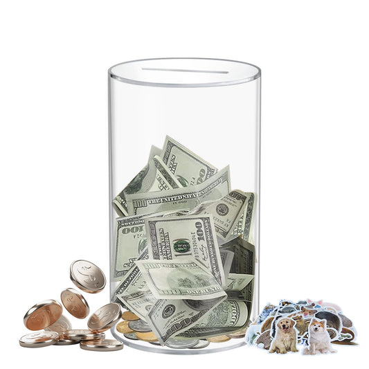 Totola clear piggy bank unopenable shows secure savings in a durable acrylic design.