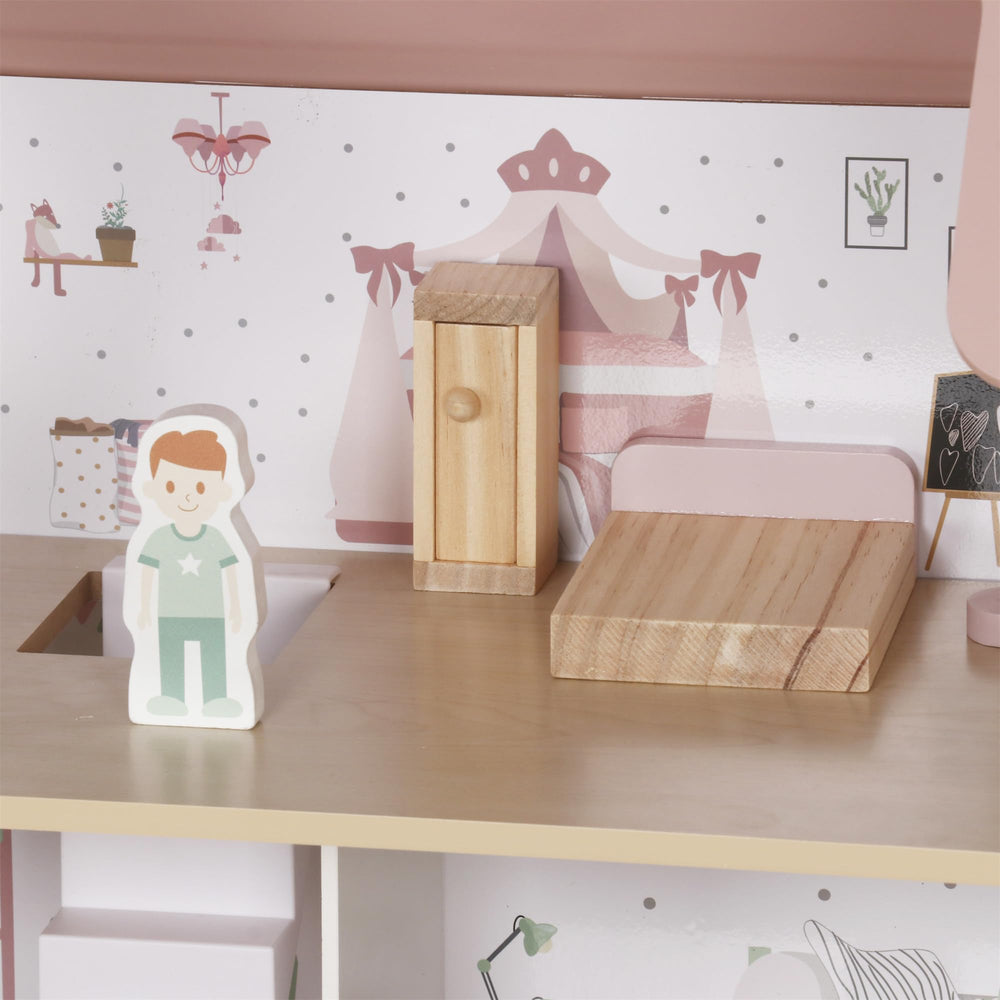 Touch Us pink wooden doll house is durable for everyday use.