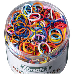 Tough 1 Braidette rubber bands in a screw-top container for neat storage and quick access.