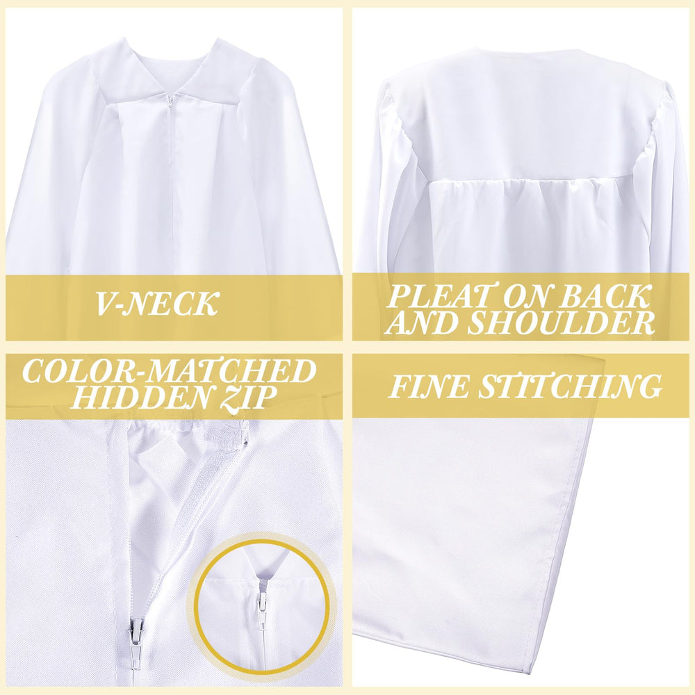 Toulite matte white robe drape offers graceful silhouette.