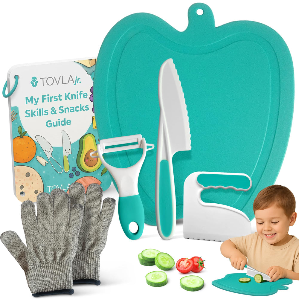 Tovla Jr. toddler knife cutting set enables real food prep safely.
