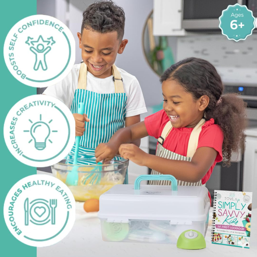 Tovla JR visual cookbook guiding simple recipes for young chefs.