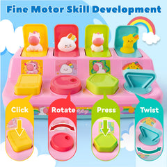 Tovol Zerky Montessori pop-up toy grasping-dexterity encourages finger strength and hand-eye coordination.