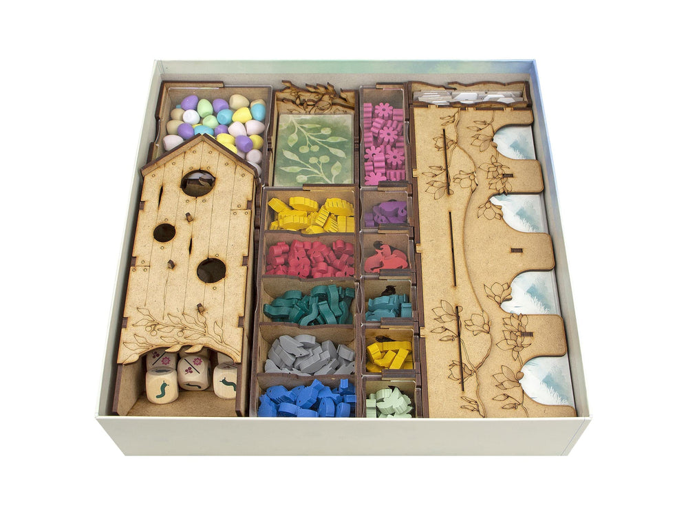 TowerRex Wingspan organizer base setup shows easy component access and tidy storage.