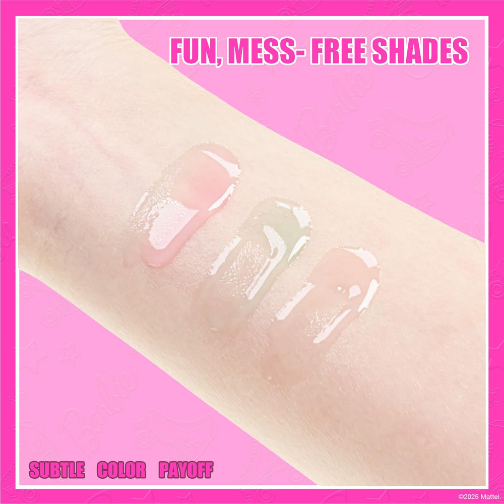 Townley Girl Barbie Juicy Tube strawberry gloss close-up on bottle.