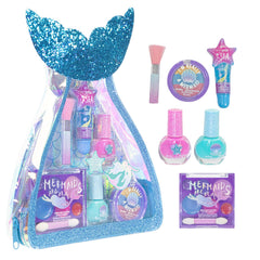 Townley Girl mermaid bag outer view, playful storage for kids' makeup.