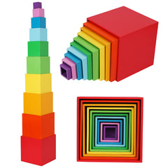 TOWO rainbow stacking boxes for color learning and stacking fun